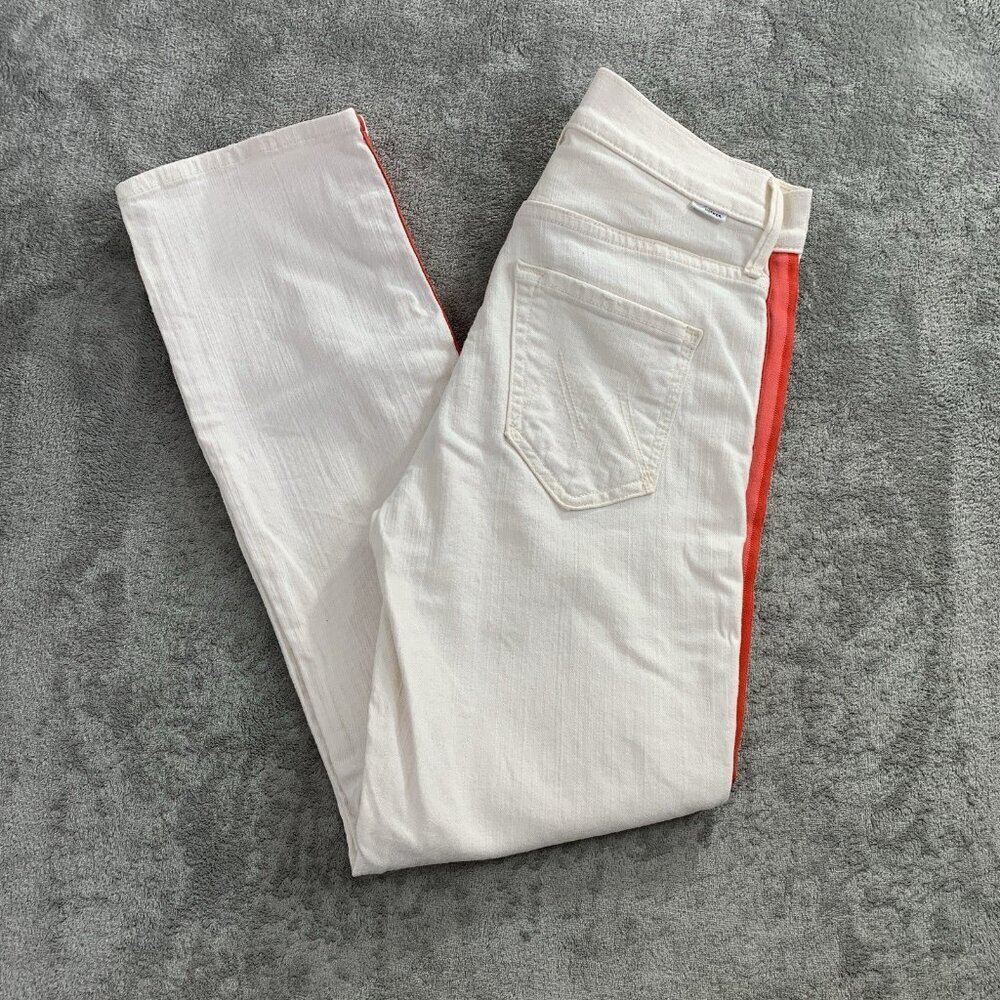Mother Jeans Womens 25 The Mid Rise Dazzler Crop Whipping The Cream Pink Racer